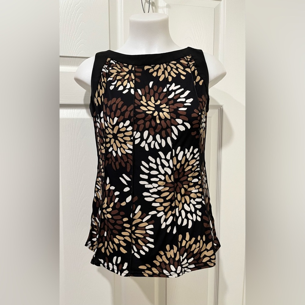 Studio I Black Floral Sleeveless Blouse